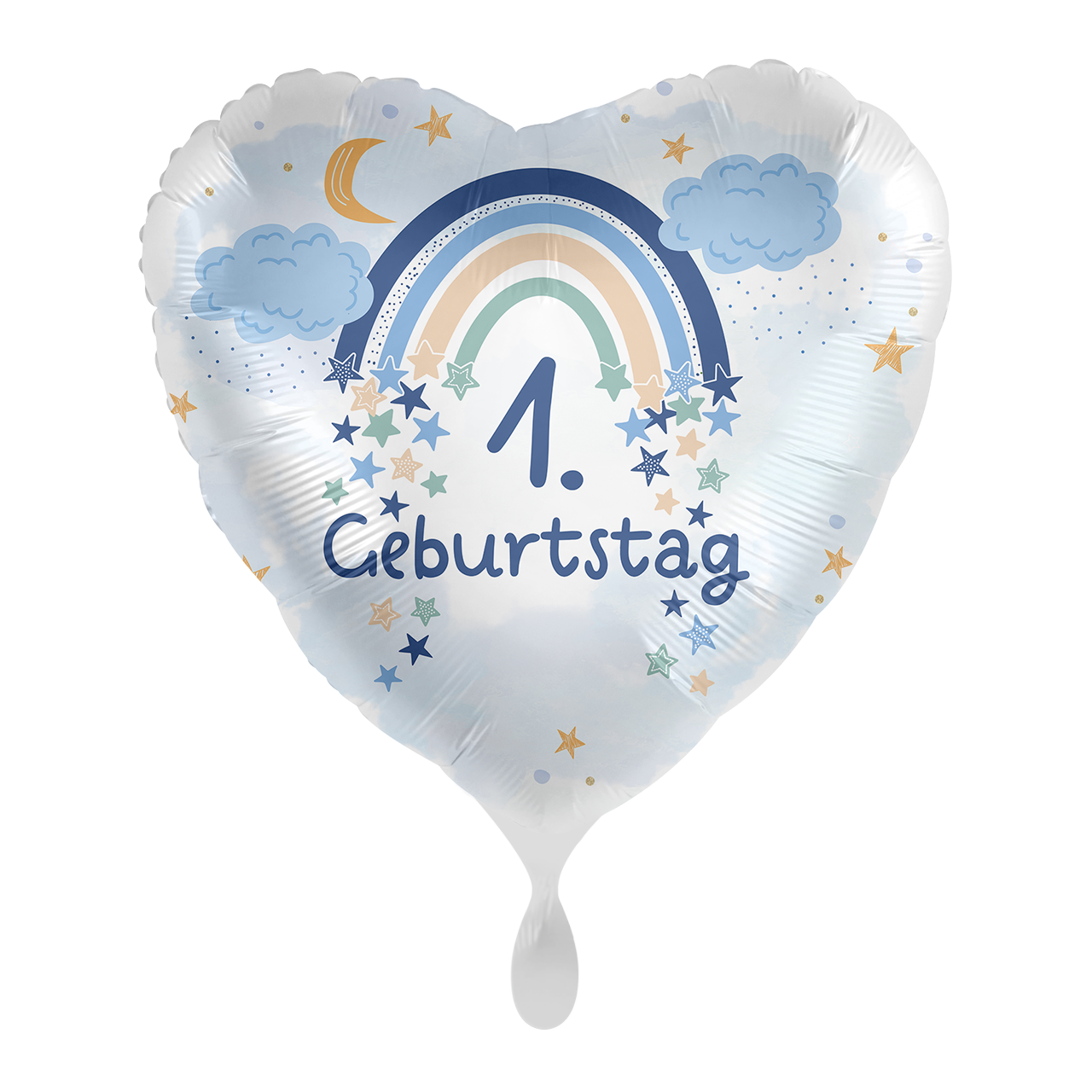 Blau Regenbogen "1. Geburtstag" Herz