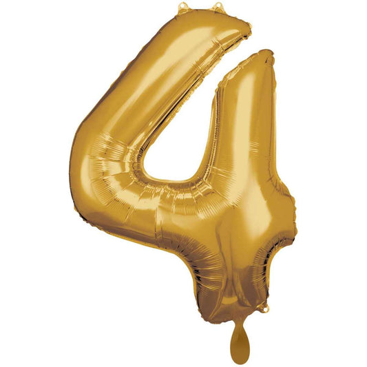 Gold Zahl "4" XXL Folienballon