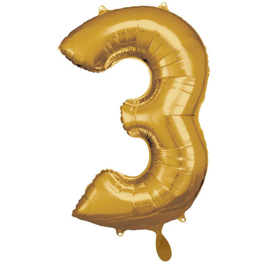 Gold Zahl "3" XXL Folienballon