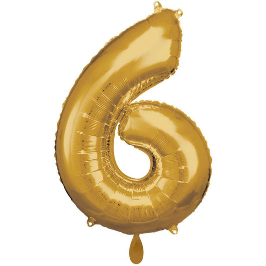 Gold Zahl "6" XXL Folienballon