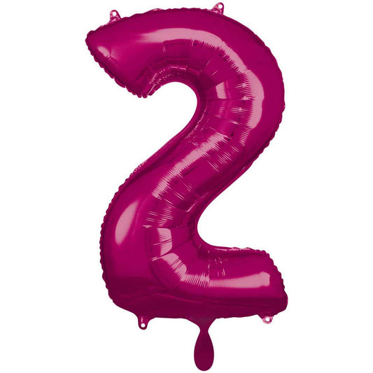 Pink Zahl "2" XXL Folienballon