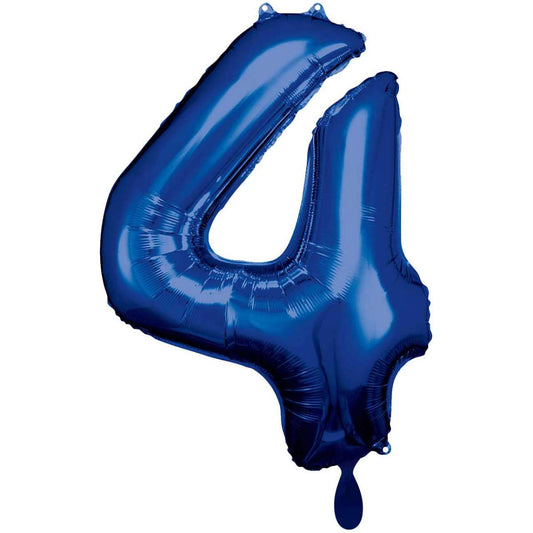 Blau Zahl "4" XXL Folienballon
