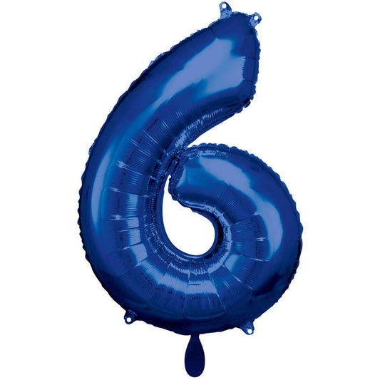 Blau Zahl "6" XXL Folienballon