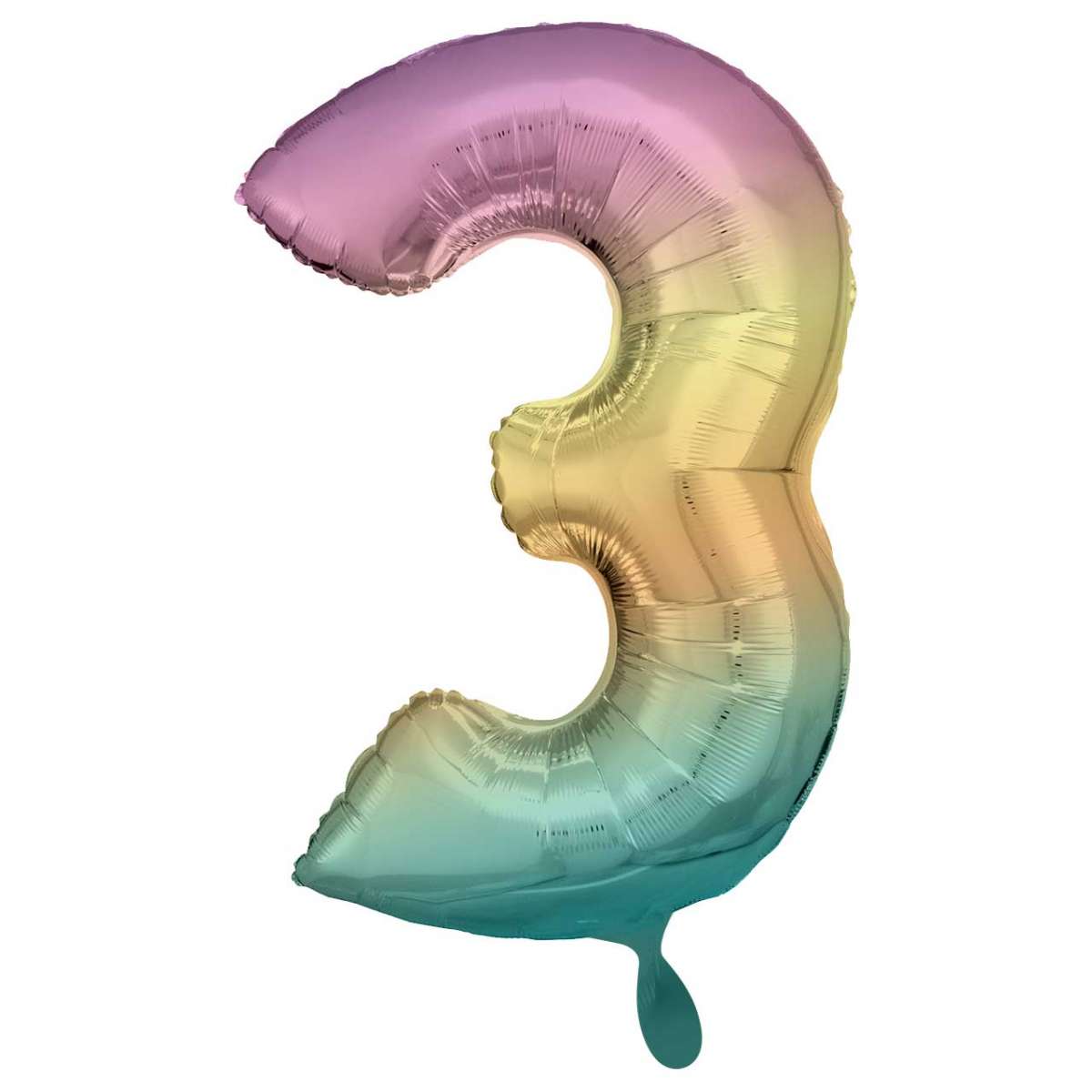 Regenbogen Zahl "3" XXL Folienballon
