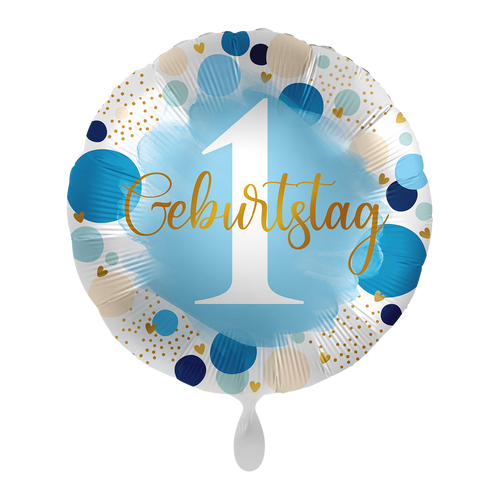 "1 Geburtstag" Blau Rund