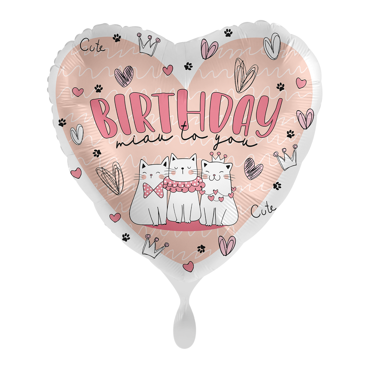 Kitty Birthday "Birthday Miau to you" Herz Folienballon