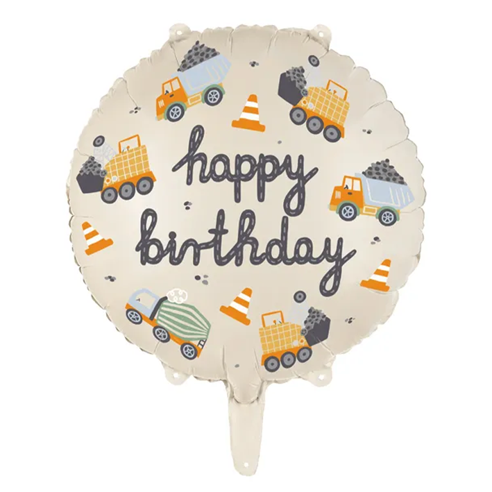 Baustelle beige "Happy Birthday" Rund