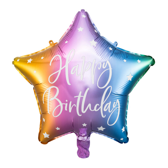 Regenbogen "Happy Birthday" Stern Folienballon