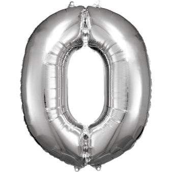 Silber Zahl "0" Folienballon XXL